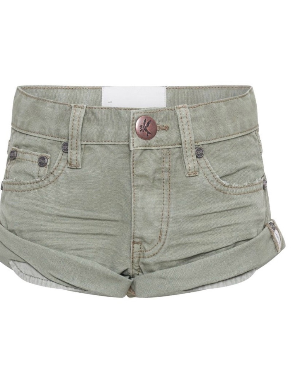 One Teaspoon Bandits Low Waist Denim Shorts- Super Khaki